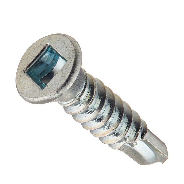 Selbstbohrende Schraube mit Vierkantantrieb, Zierkopf, kohlenstoffarmer Stahl, verzinkt