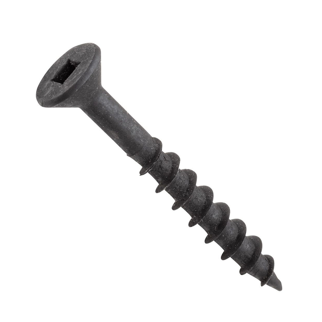 DIN-Standard-Holzschrauben mit Vierkantantrieb von Robertson, schwarzoxidiert, flacher Kopf