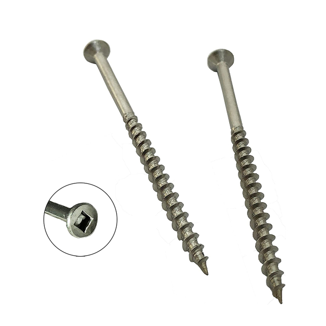 Holzdeckschrauben mit Vierkantantrieb, Signalhornkopf, Edelstahl 316, Marinequalität, Typ 17