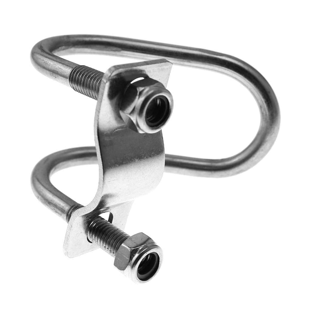 Doppelte U-förmige Bolzen. Runde U-Bolzen aus Edelstahl 304 mit Muttern und Platten