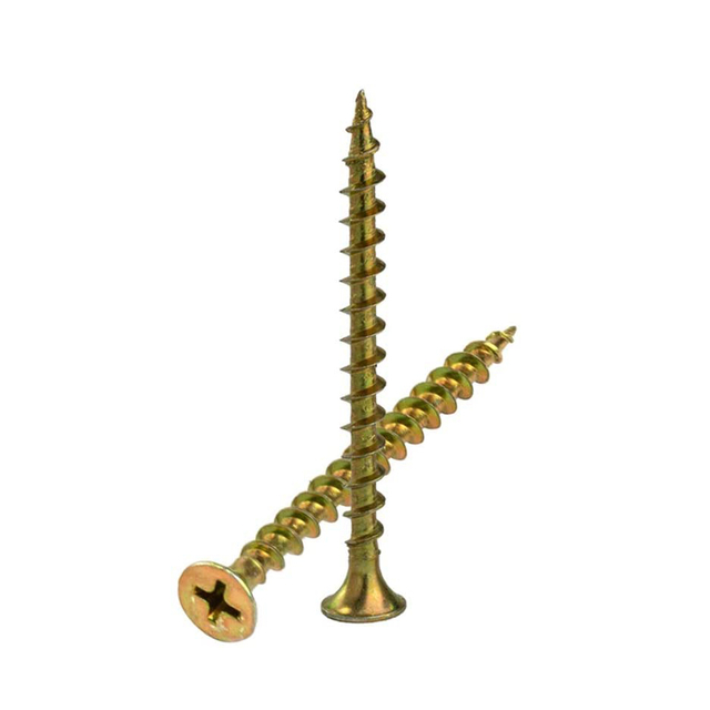 Gelbe Zink-Trockenbauschraube mit Feingewinde und Kreuzschlitz-Hohlkopf aus Kohlenstoffstahl