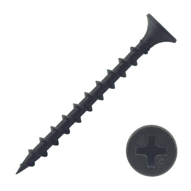 Phillips-Trockenbauschrauben mit schwarzem Phosphat-Hohlkopf und Grobgewinde