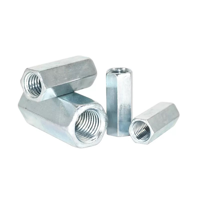 Lange Reduziermuttern, verzinkte Stahlstangenverlängerung, Sechskant-Kupplungsmuttern DIN 6334